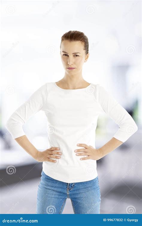 Confident Young Woman Portrait Stock Photo Image Of Casual Space