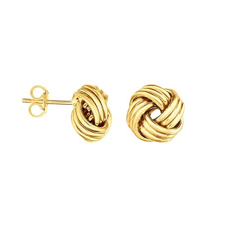 14k Gold Medium Multi Row Love Knot Stud Earring Beverlys Jewelers
