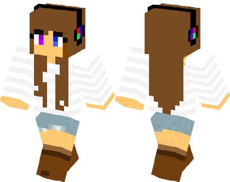 Girl With Brown Hair And Headphones Minecraft Skin Minecraft Hub