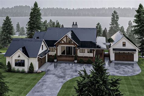 Lake House Plan With Massive Wraparound Covered Deck And Optional Lower