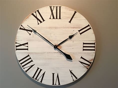 Grande Fuori Bianco Orologio Di Legno Rustico Pallet Wall Clock Decor
