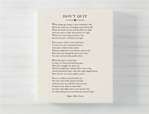 Don't Quit Poem Edgar A Guest Inspirational Quote Print | Etsy