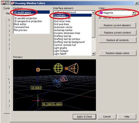 On the display tab, change the crosshair size by entering a number or moving the slider. change the colour of my cursor - AutoCAD General - AutoCAD ...