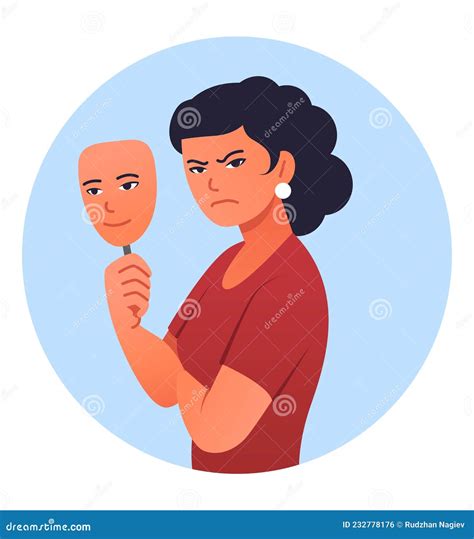 Man Hides Real Emotions Behind Mask Vector Illustration | CartoonDealer