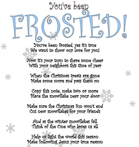 Youve Been Frosted Secret Santa Poem Secret Santa Poems Christmas