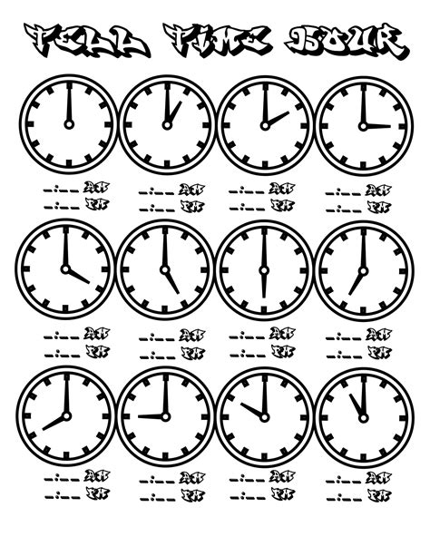 Tell Time Clock Hour Chart At Coloring Page For Kids Boys Dotcomsvg