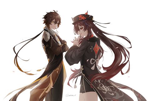 Hu Tao And Zhongli Genshin Impact Drawn By Tei Teteno Danbooru