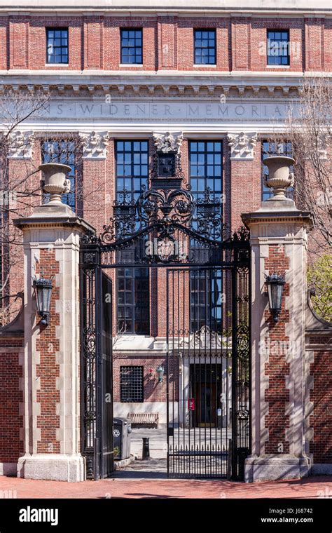 Boylston Gate With Widener Library At Harvard University Campus In