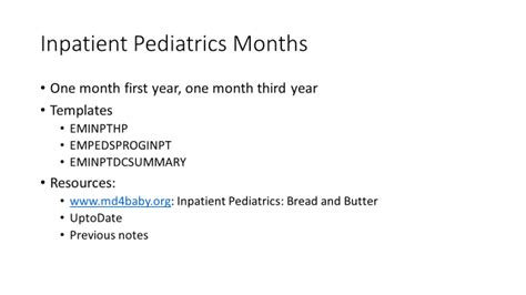 Intern Orientation Inpatient Pediatrics Md4baby