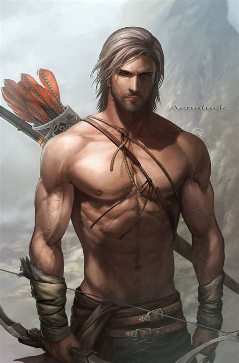 By Aenaluck Ranger Hunter Bow And Arrow Euro Fantasy Shirtless Fantasy Men Pathfinder D