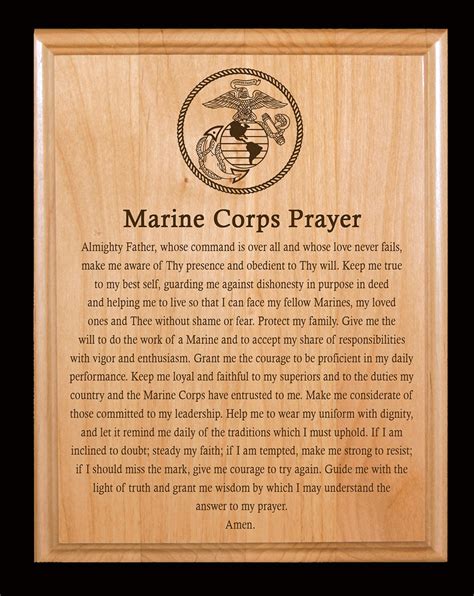 10 5 X 13 Inch Engraved Marine Corps Prayer Genuine Cherry Etsy