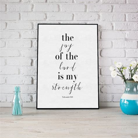Bible Verse Wall Art Printable The Joy Of The Lord Scripture Etsy