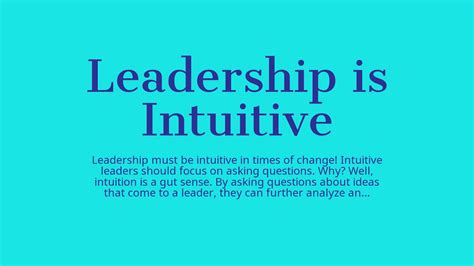 Leadership Is Intuitive Youtube