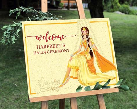 Download, print or send online with rsvp for free. Indian Haldi ceremony, Welcome sign, Haldi sign, Indian ...