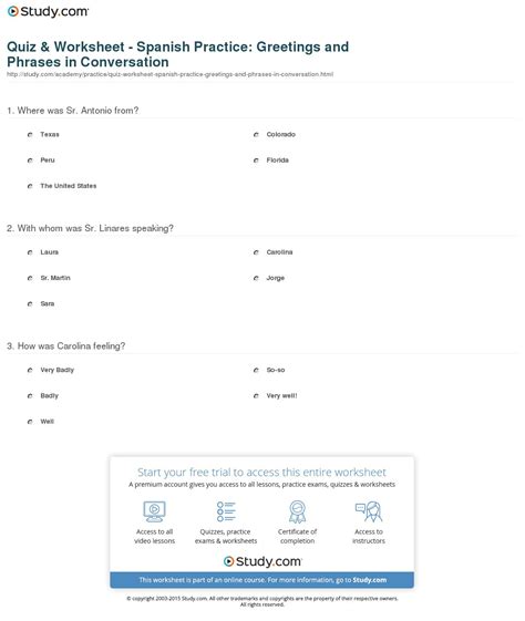 Spanish Dialogue Practice Worksheets — Db
