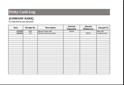 Petty Cash Log Template For Excel Word And Excel Templates