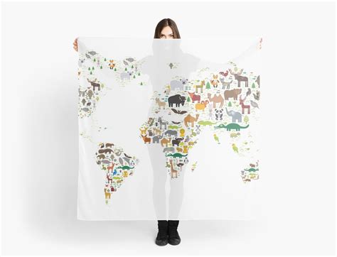 Help support the creation of more maps for nintendo (nes) games. "Cartoon animal world map on white background" Scarf by ...