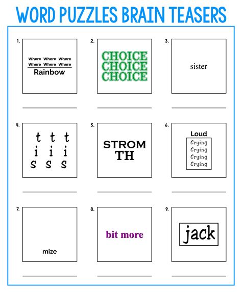 Free Printable Brain Teasers Choose The Puzzles To Add To Your