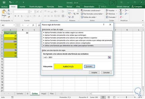 Cambiar color celda según valor y crear letras aleatorias Excel 2016