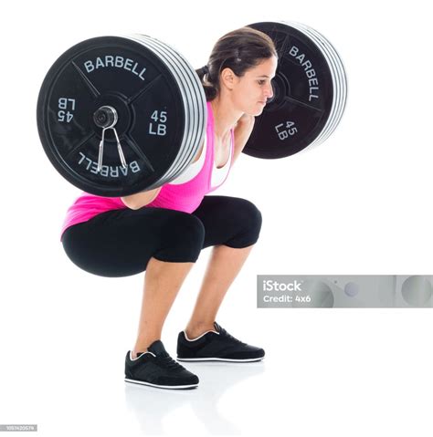 Strong Female Athlete Lifting Heavy Barbells Stock Photo Download