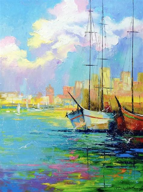 Original Boat Painting By Olha Darchuk Fine Art Art On Canvas