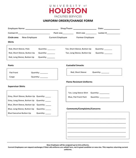 Free 12 Uniform Order Forms In Pdf Ms Word Excel