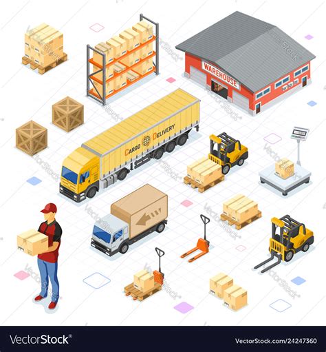 Warehouse Storage And Delivery Isometric Icons Set