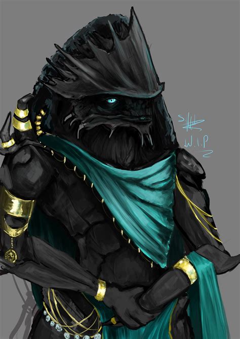 I Was Commissioned To Paint A Krogan The Commissioner With A Bit Of