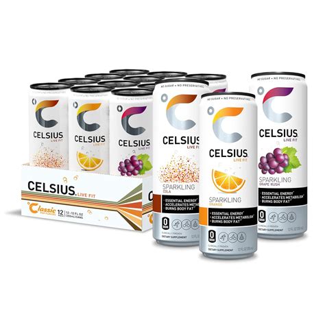 Buy Celsius Essential Energy Drink 12 Fl Oz Sparkling Classic Pop Pack