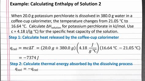 Mg of li in it, giving a concentration of 1.00e3 mg/l. CHEM 101 - Calculating Enthalpy of Solution 2 - YouTube