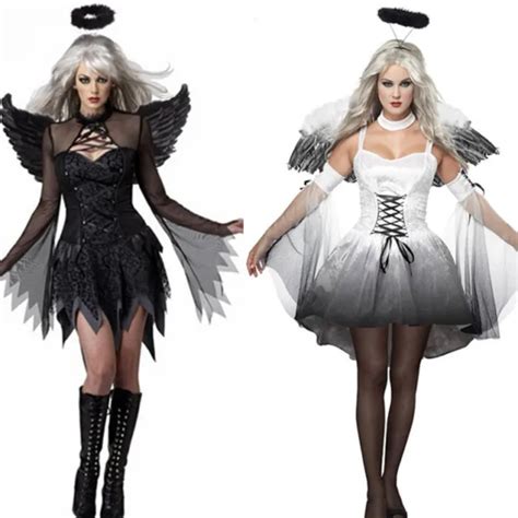 Womens Sexy Devil Fallen Angel Costumes Classic Halloween Party Fancy