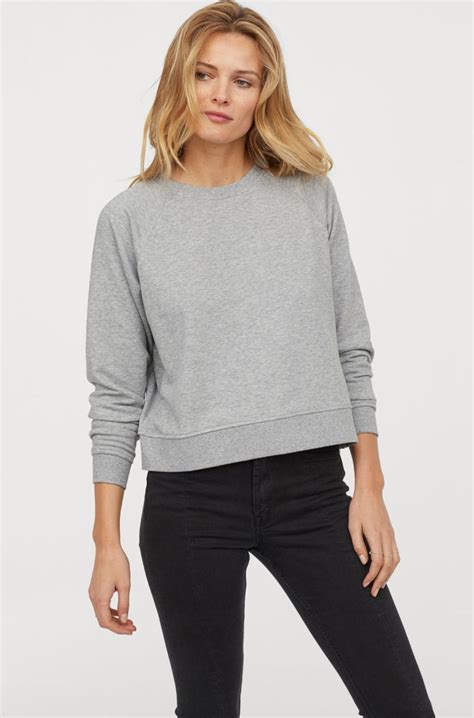 Handm Sweatshirt Light Grey Melange Women Hoodies Sweatshirts