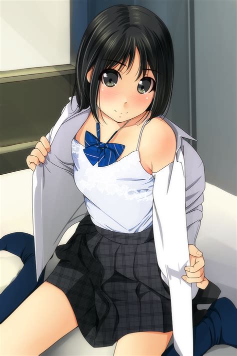 Safebooru 1girl Black Eyes Black Hair Blush Bow Bowtie Closed Mouth