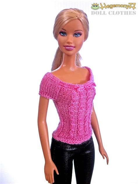 Free sewing patterns for dresses for barbie, tyler and gene dolls. Barbie doll in hand knitted pink dream top - Hegemony77 ...