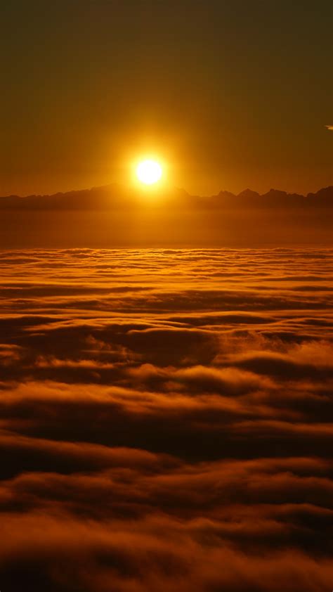 Wallpaper Sunrise Clouds Foggy Morning 4k 8k Nature