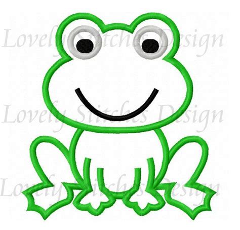 Cute Frog Applique Machine Embroidery Design No0594 Etsy Machine