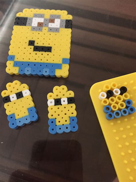 Minion perler bead patterns :) | Perler bead patterns, Beading patterns