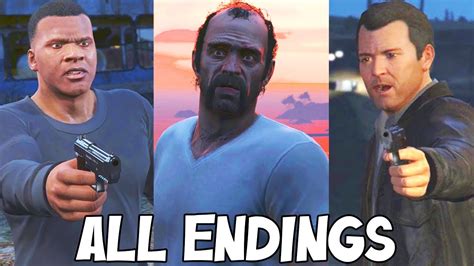 All Three Endings Gta V 21 Youtube