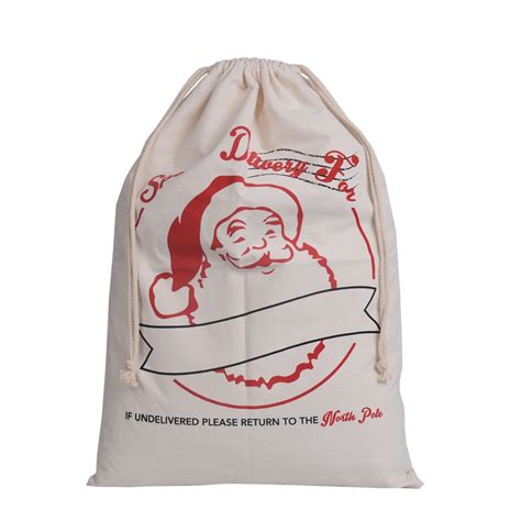 Natural Canvas Christmas Drawstring T Bag Special Santa Delivery