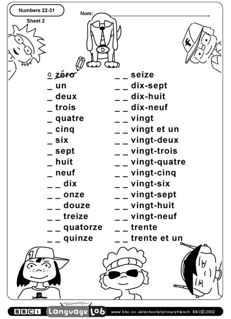 Free Printable Elementary French Worksheets
