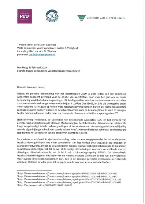 Gezamenlijke Brief Aan Tweede Kamer Van Slachtofferhulp Nederland