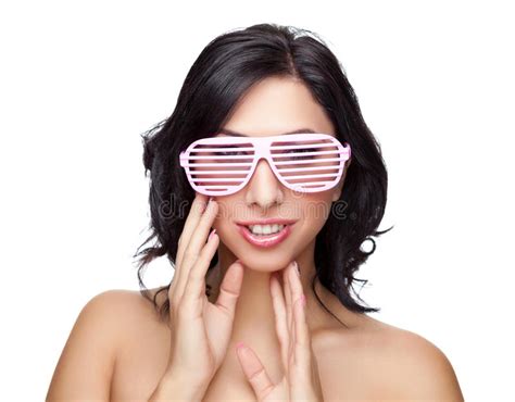 Portrait Of An Young Beautiful Woman Wearing Cool Glasses Stock Image