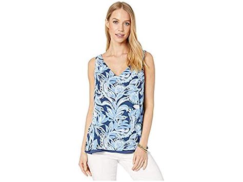 Lilly Pulitzer Florin Sleeveless V Neck In Blue Lyst