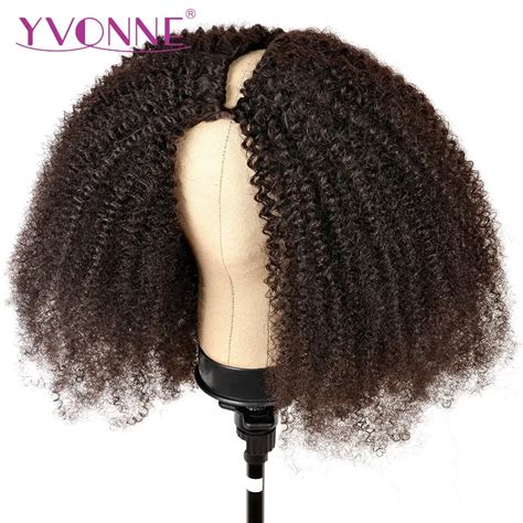 Yvonne A B Kinky Curly Thin Part Wig Human Hair Brazilian Virgin