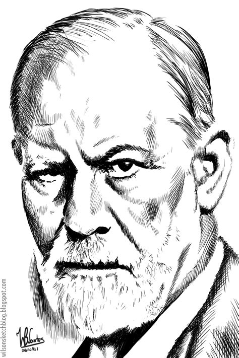 Sigmund Freud Ink Drawing