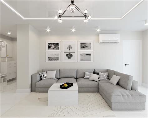 White And Grey Interior Design In The Modern Minimalist Style