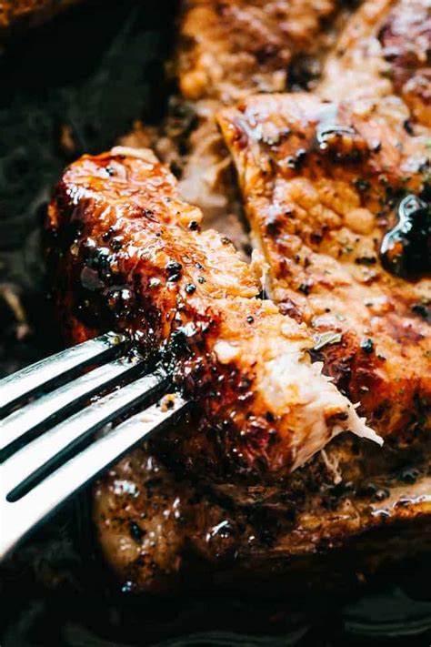 When butter has started to brown add chops and cook for 1 to 2 minutes on each side or until the chops have reached an internal temperature of 145 degrees f. Honey Garlic Baked Pork Chops Recipe | Easy Pork Chop Recipe