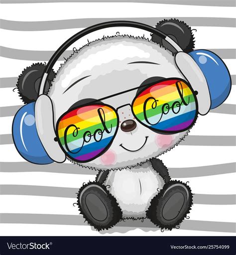 Cool Cartoon Cute Panda With Sun Glasses Vector Image On Panda Lindo