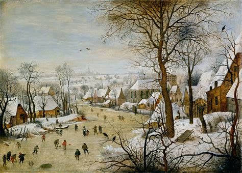 Pieter Bruegel The Elder Winter Landscape With Ice Skaters And Bird