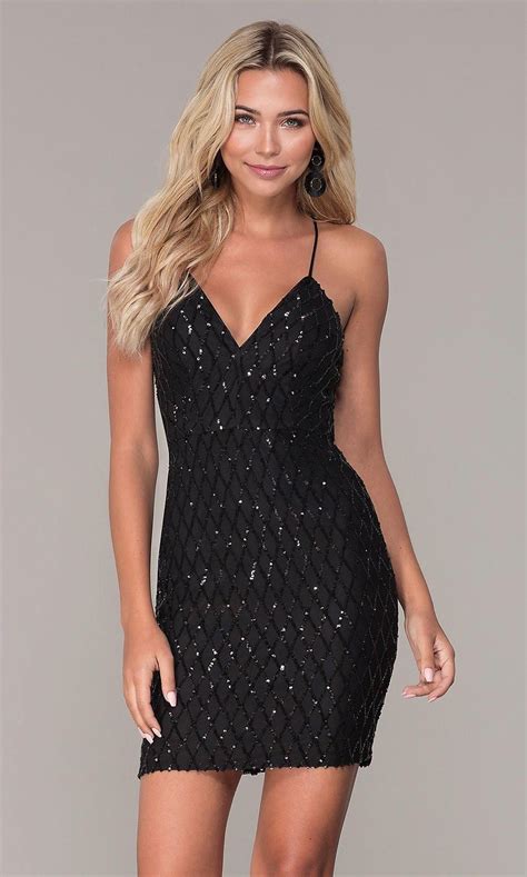 Sequined Short Black Holiday Party Dress By Simply